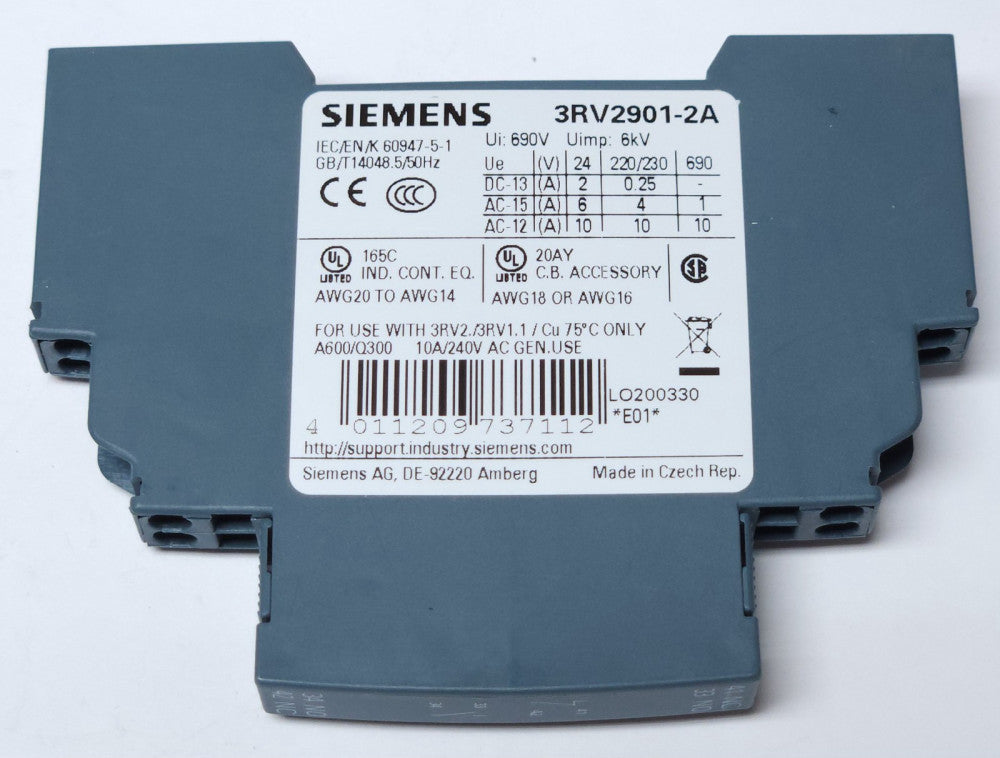 SIEMENS 3RV2901 2A Auxiliary Contact Switch 2 NO 2 NC