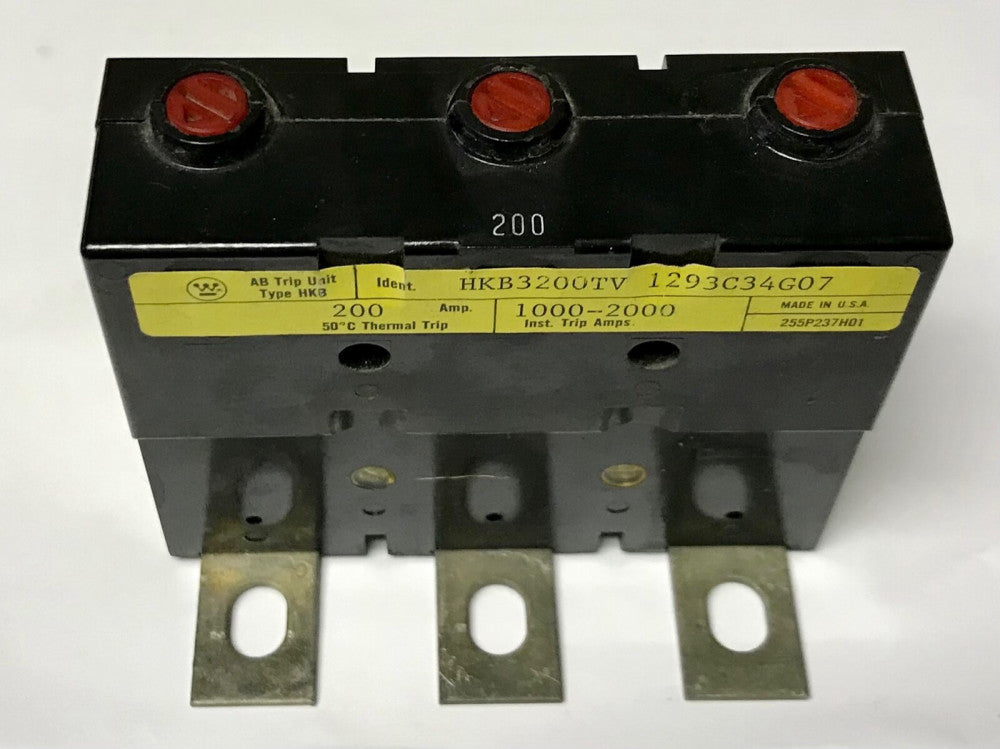 WESTINGHOUSE CUTLER HAMMER HKB3200TV 3 Pole 200 AMP Type KB HKB 50° TRIP UNIT