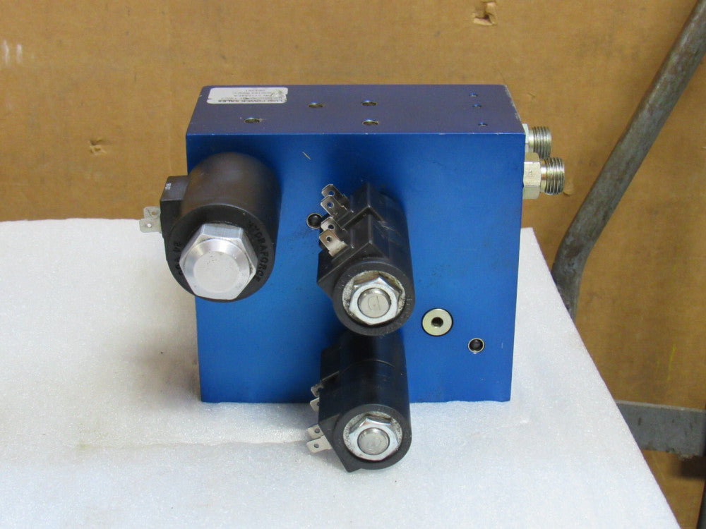 FLUID POWER SALES HYDRAULIC SOLENOID VALVE 1000183 211584EA REV C 24V COIL USED