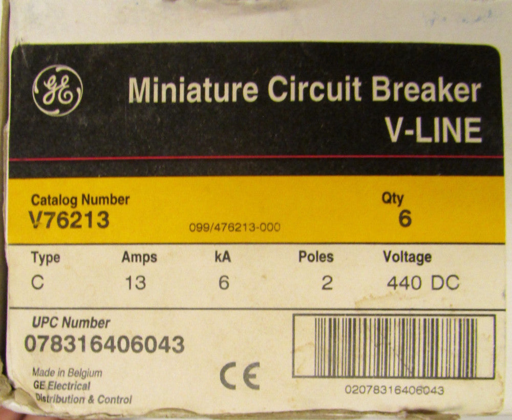 GENERAL ELECTRIC GE Type C V LINE Breaker 2 Pole 13 Amp V76213 *PRICE PER EACH*