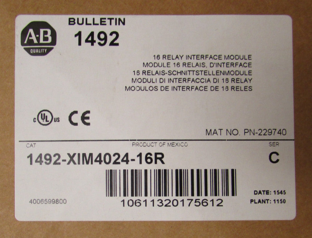 ALLEN BRADLEY 1492 XIM4024 16R 20-26 VDC 16 Relay Interface Module Series C