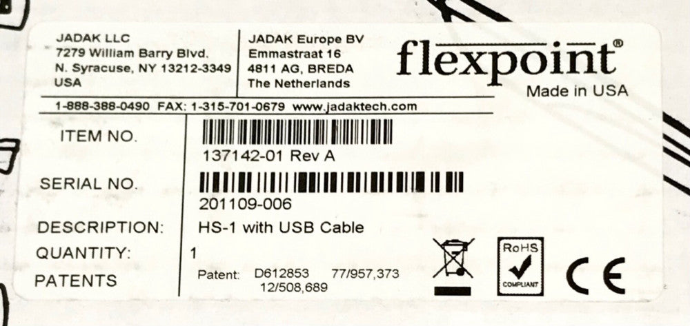 FLEXPOINT JADAK HS-1 W/ USB Cable 137142 01 BAR Code Reader Scanner