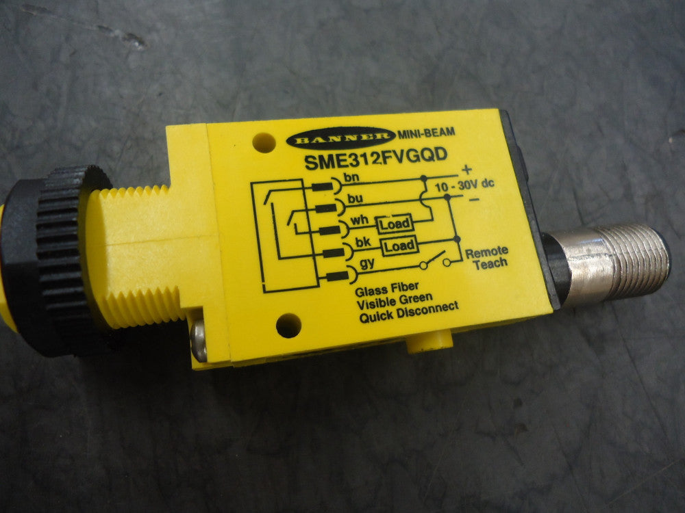 BANNER ENGINEERING, SME312FVGQD, SENSOR, PHOTOELECTRIC, FIBER OPTIC, BRAND NEW!