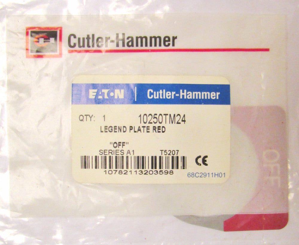 CUTLER HAMMER OFF Legend Plate RED 10250TM24