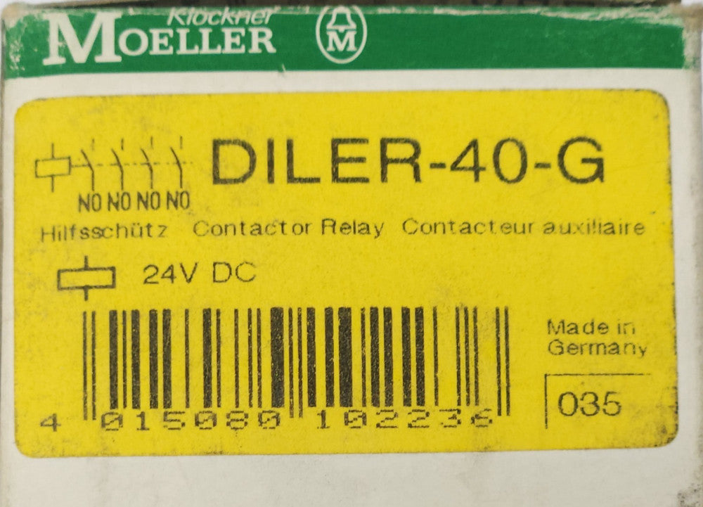 MOELLER EATON DILER 40 G 24 VDC Miniature Contactor DILER-40-G 40E XTRM10A40TD 1