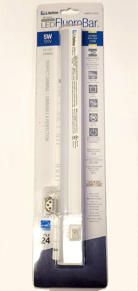 LITELINE LEDBAR14 27K 90 DIMMABLE LED Light Bar Fluoro Bar 5W 120 VAC 13 1/2"