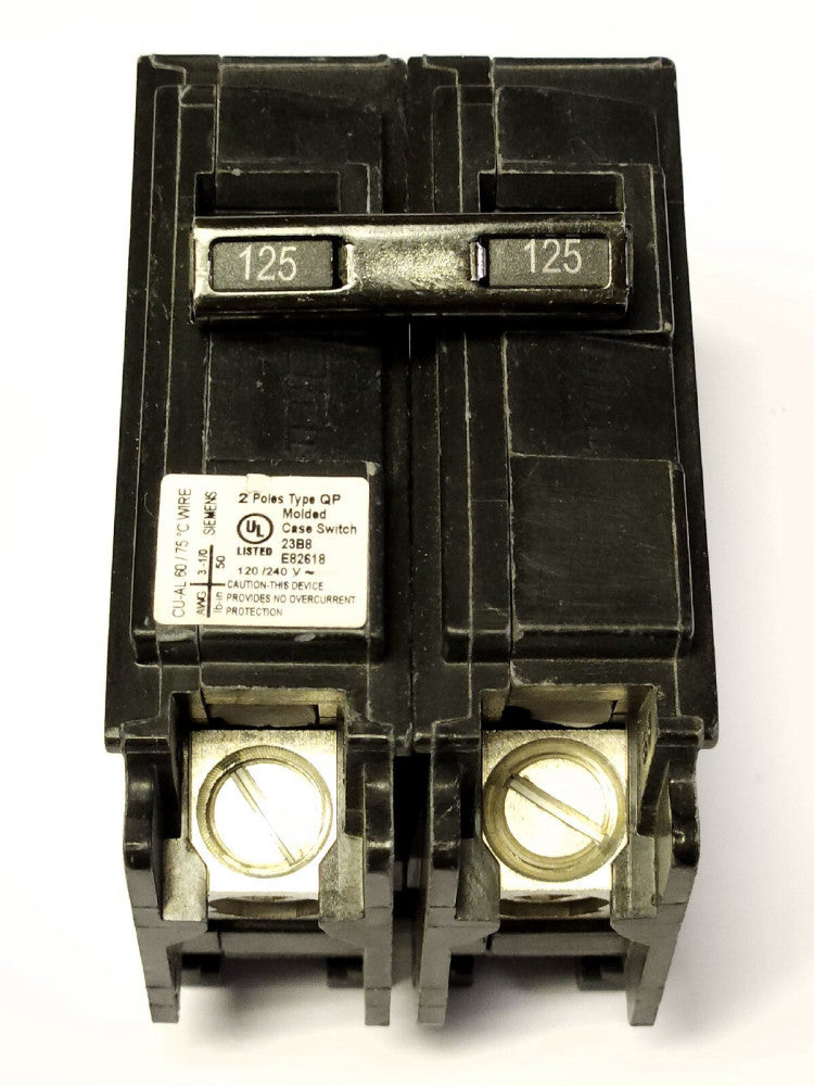 SIEMENS Q2125S 2 Pole 125 AMP Type QP Molded Case Switch