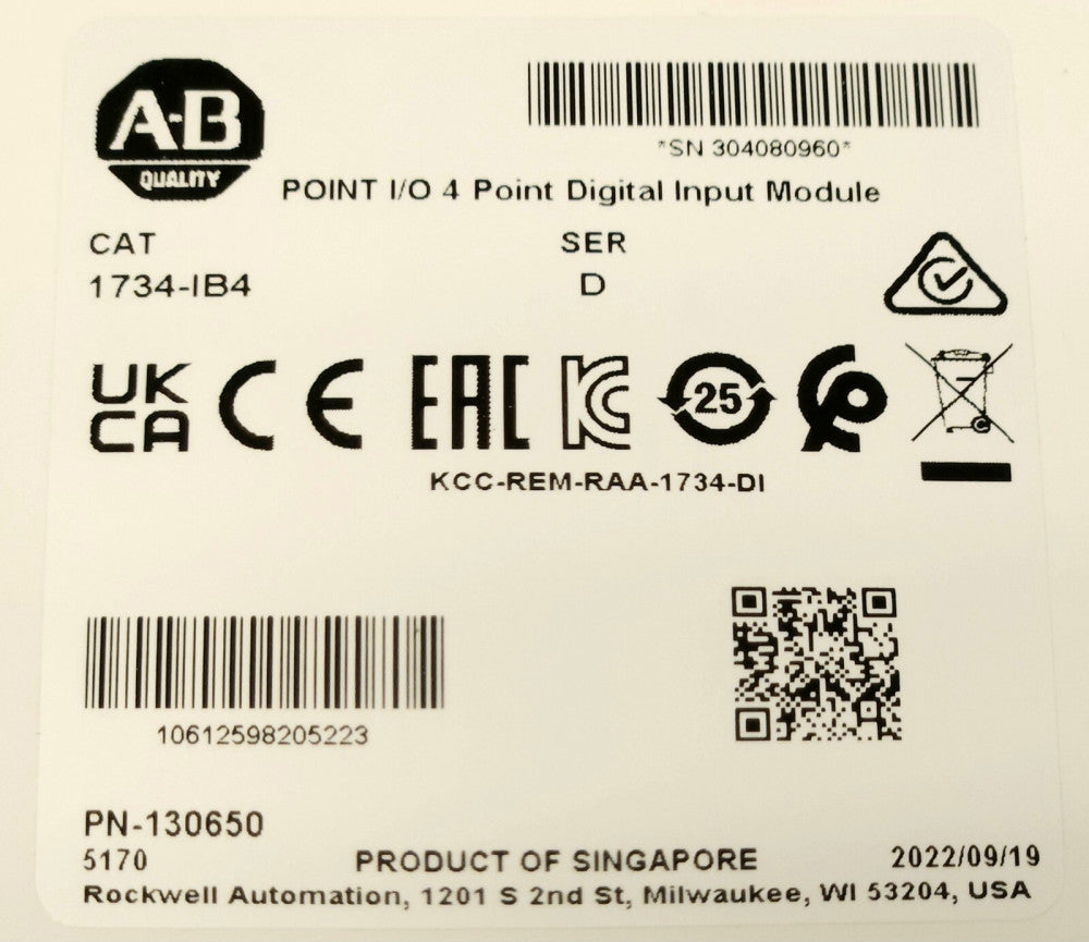 ALLEN BRADLEY 1734 IB4 POINT I/O 4 Point Digital INPUT MODULE 1734-IB4 130650
