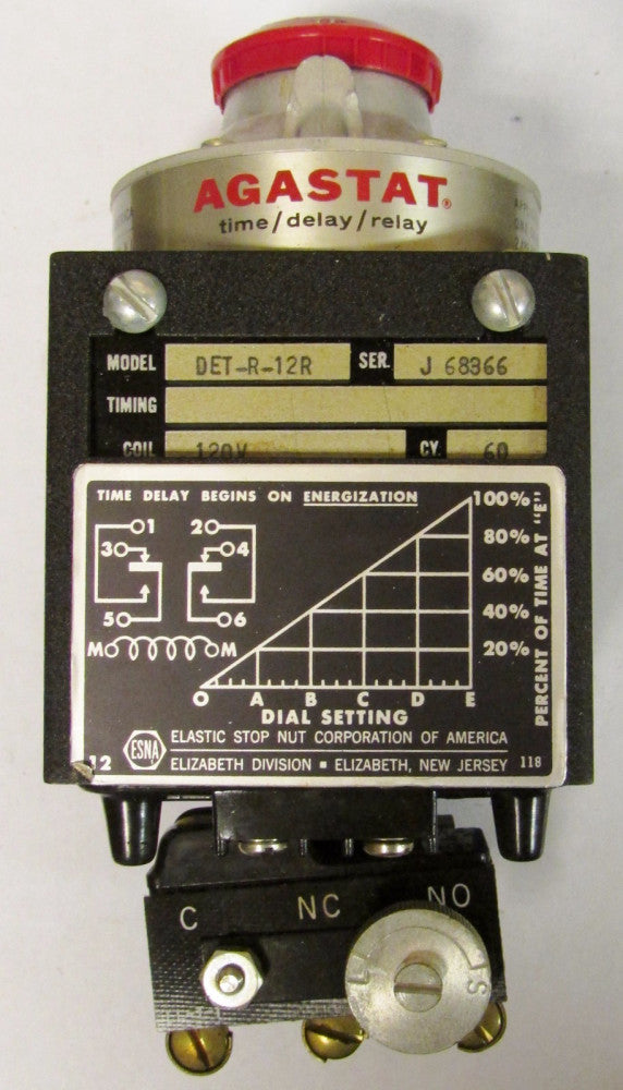 AGASTAT DET R 12R J 68366 120V Time Delay Relay DET-R-12R