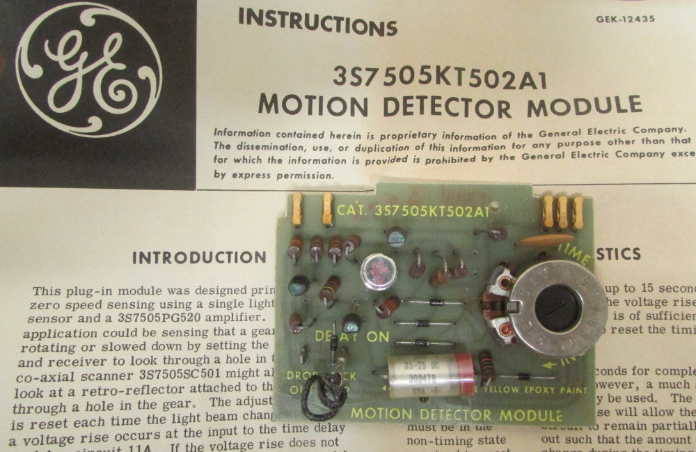 GE GENERAL ELECTRIC 3S7505KT502A1 Motion Detector Photocell PC Control Board