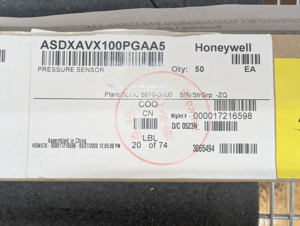 New, Honeywell, ASDXAVX100PGAA5, SENSOR 100PSIG 0.09 INCH 4.5V