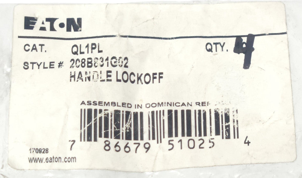 LOT OF 4 EATON CUTLER HAMMER QL1PL Type QL Circuit Breaker Pad Lockable Handle