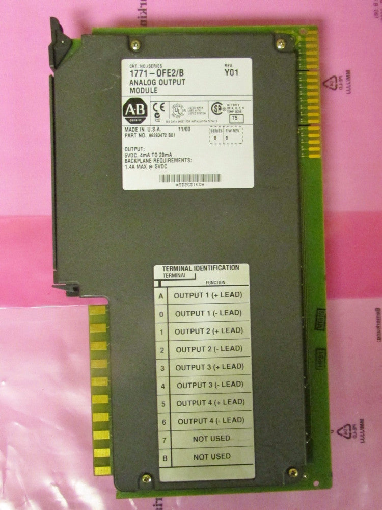ALLEN BRADLEY 1771 0FE2 Series B Revision Y01 Analog Output Module 1771 OFE2