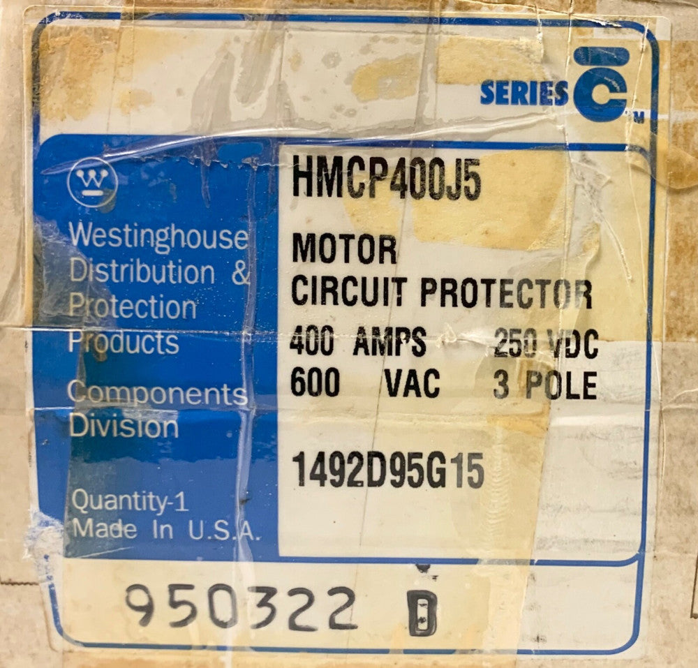 WESTINGHOUSE CUTLER HAMMER HMCP400J5 400 AMP Motor Circuit Protector 875-1750