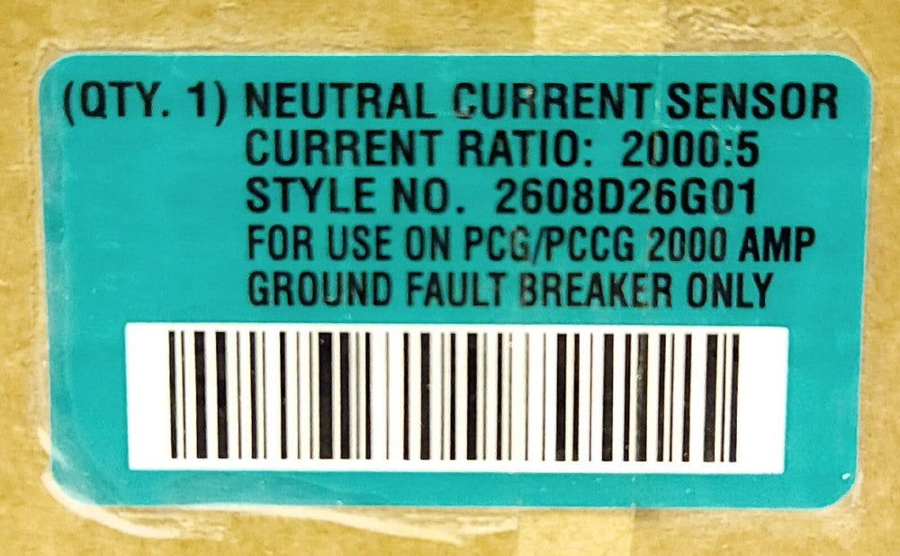CUTLER HAMMER WESTINGHOUSE 2000 AMP PCG PCCG Ground Fault Breaker CT 2608D26G01