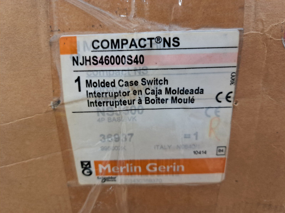 New, Open Box, NJHS46000S40, 600V COMPACT CIRCUIT BREAKER-4 POLE