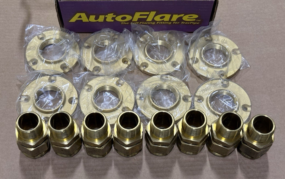 Box of 8 - TracPipe AutoFlare FGP-BFF-1000 Gas Brass 1" Flange Fitting