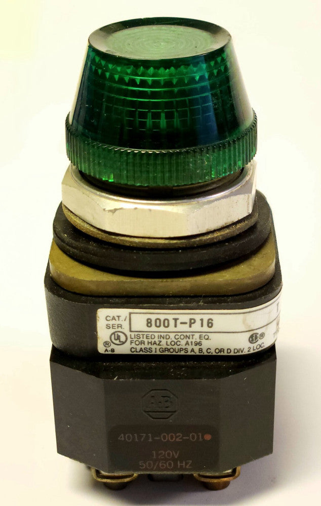 ALLEN BRADLEY 800T P16G 120 VAC Green Lens Indicating Pilot Light