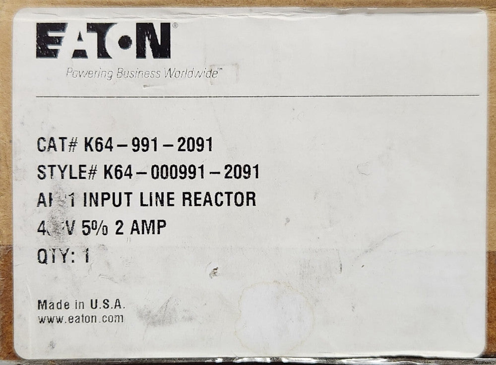 EATON TCI KLR2ATB 2 AMP 3 Phase 60 Hz 600 VAC Line Reactor KLR Series