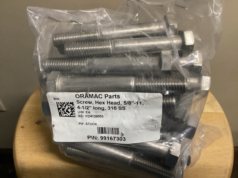 (QTY) 48 5/8-10 X 4 1/2” Stainless Steel Hex Head Cap Screws. Grade 316