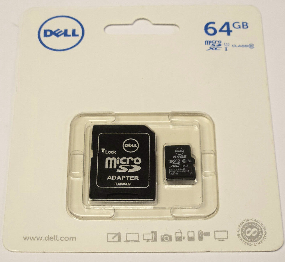 SEALED DELL SNPSDC10 64G Micro SD XC I 64 GB W/ Adapter SNPSDC10/64G