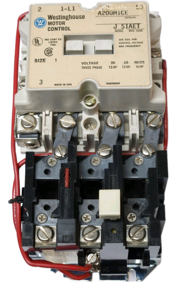 WESTINGHOUSE CUTLER HAMMER A200M1CE 550 600 VAC Size 1 A200 Starter