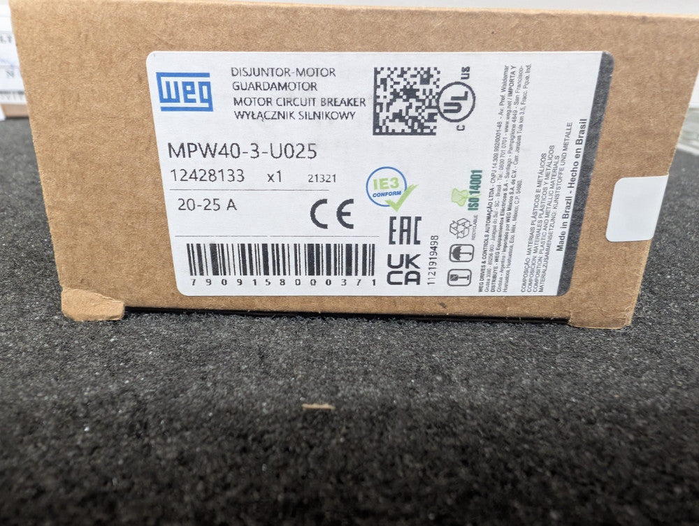 New, WEG, MPW40-3-U025, Rotary Manual Motor Starter 20-25 Amps Range