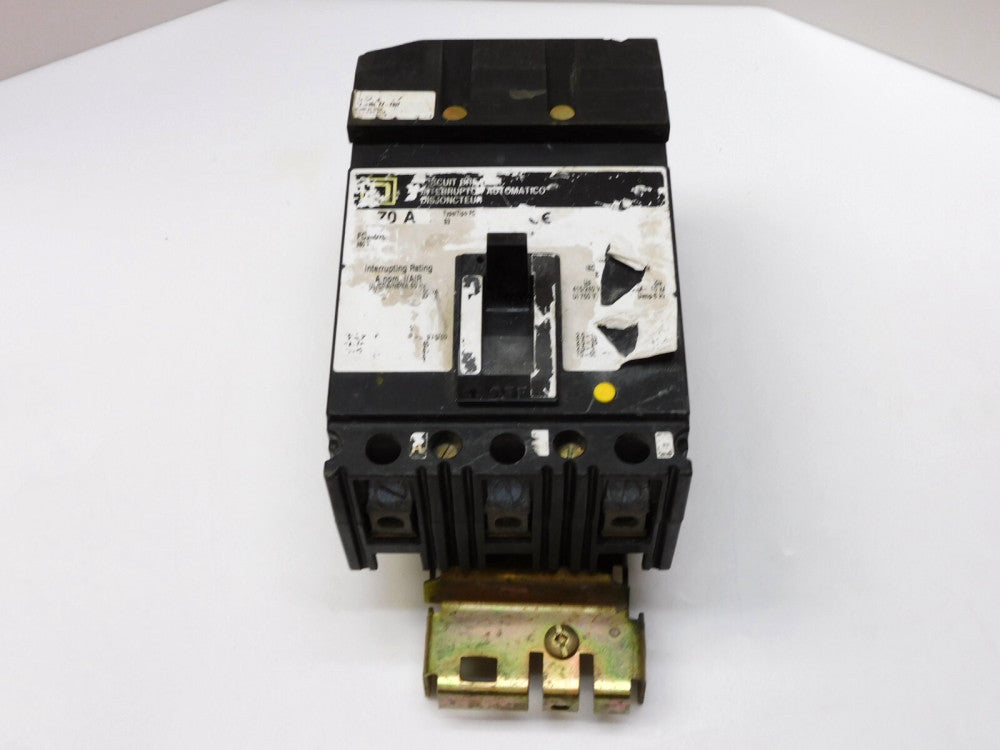 SQUARE-D FC34070 CIRCUIT BREAKER 70A 600VAC 3 POLE DAMAGED LABEL CHIPPED CORNER