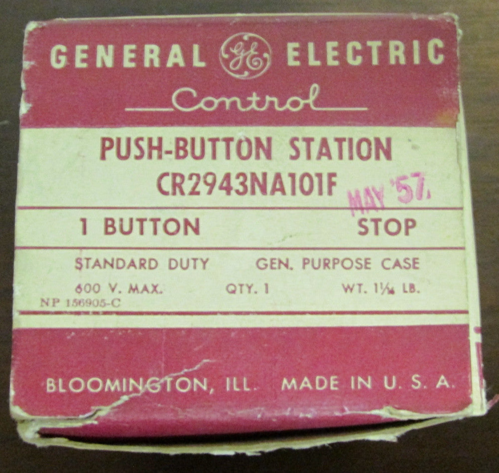 GE GENERAL ELECTRIC CR2943NA101F Single Element STOP Push Button Station