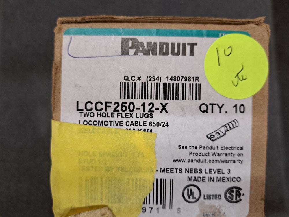 New, Panduit, LCCF250-12-X, CONN TERM RECT TONG 250 MCM #1/2