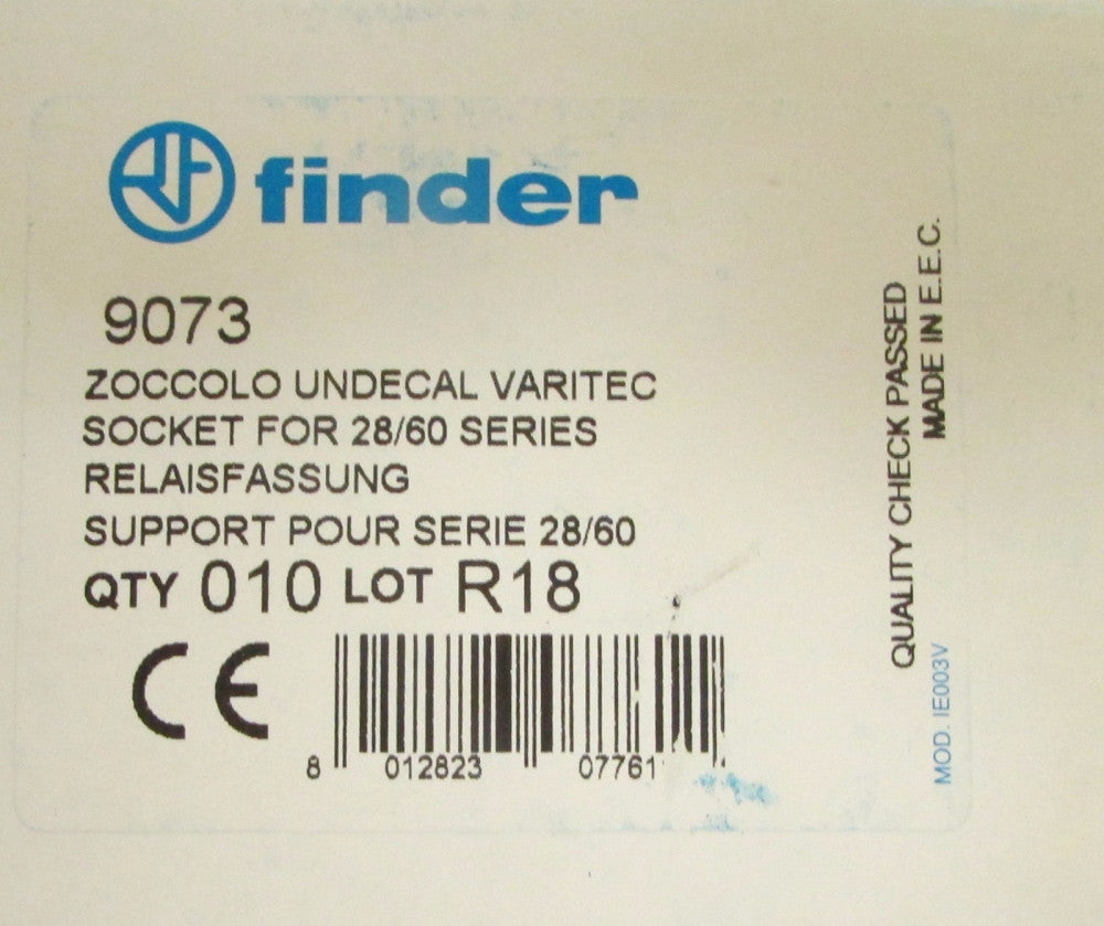 FINDER 9073 Series 28/60 Relay Socket Base 90 73 *PRICED PER EACH*