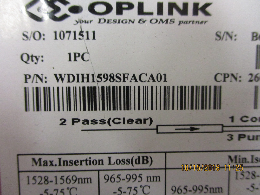 WDIH1598SFACA01 Oplink WDM/Isolator 3-port forward IM no connector BRAND NEW!