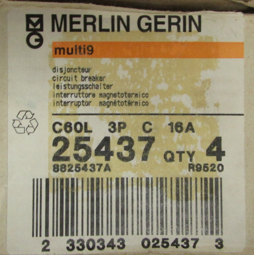 MERLIN GERIN C60L 3P C 16 A 3 Pole 16 Amp Multi 9 C16A Breaker 25437