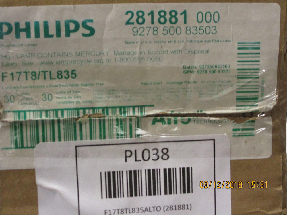 281881 Philips 2 ft. - 17 Watt - T8 - 3500K - 800 Series BRAND NEW! LOT OF 29