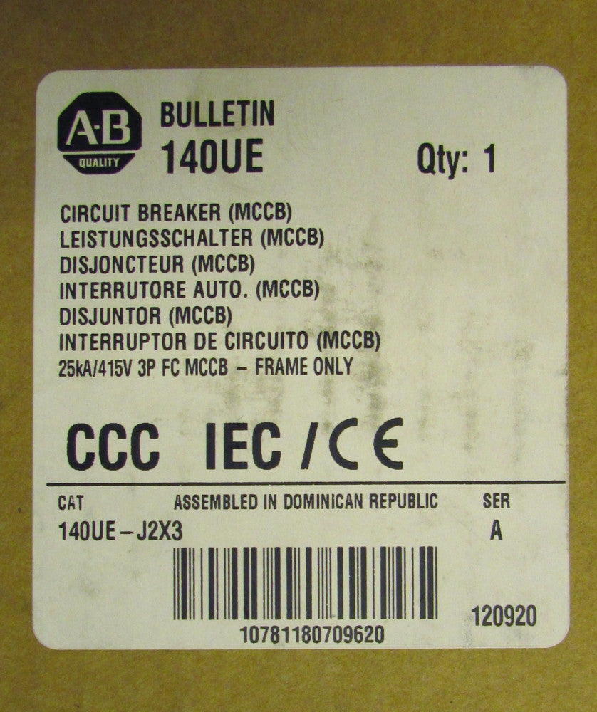 ALLEN BRADLEY 140UE J2X3 3 Pole 250 Amp 140UE-J2 Circuit Breaker Frame