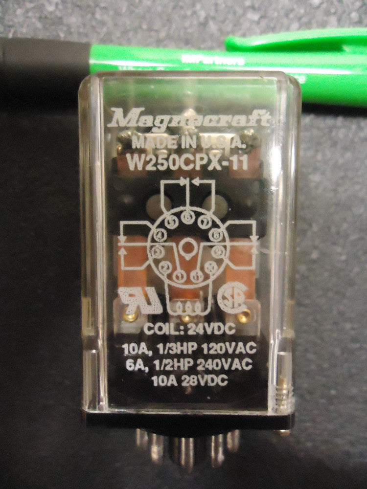 Magnecraft W250CPX-11 Electromechanical Relay 3PDT 10A 24VDC 472Ohm Plug-In New!