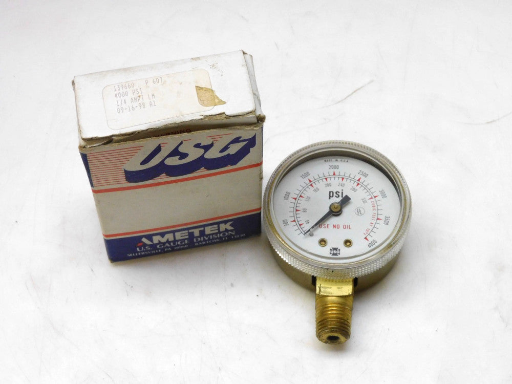USG BU-2581-AM 4000PSI USE NO OIL GAUGE 139660 1/4" NPT