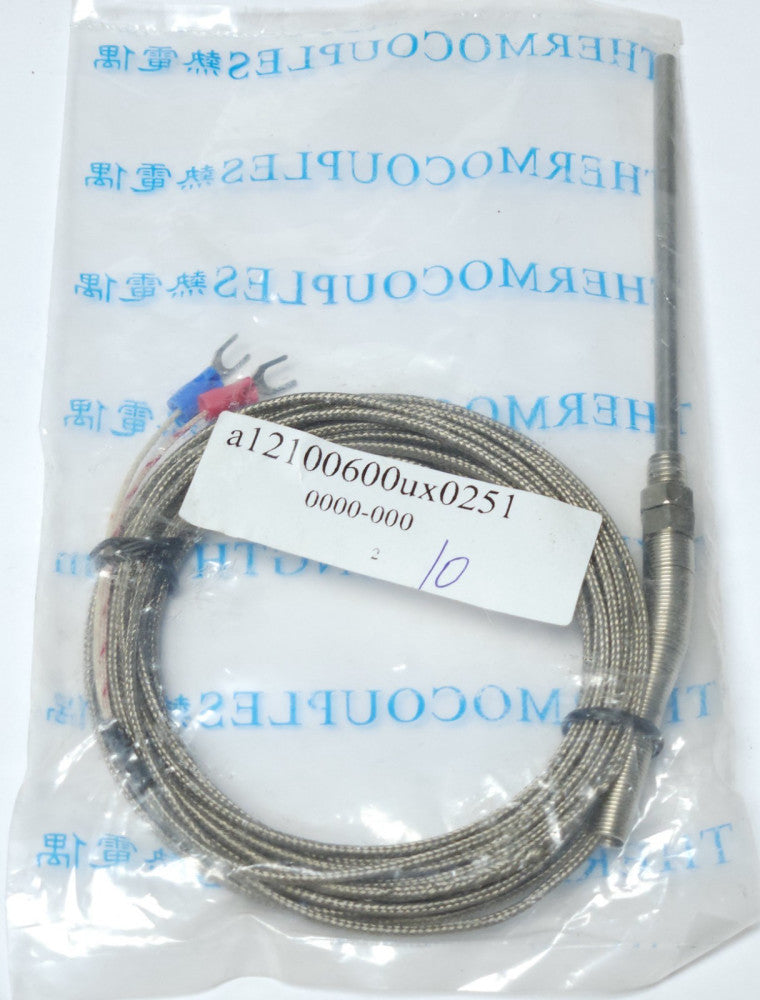 K TYPE A12100600UX0251 Thermocouple Sensor Cable 5m 16' 5" Probe 4"