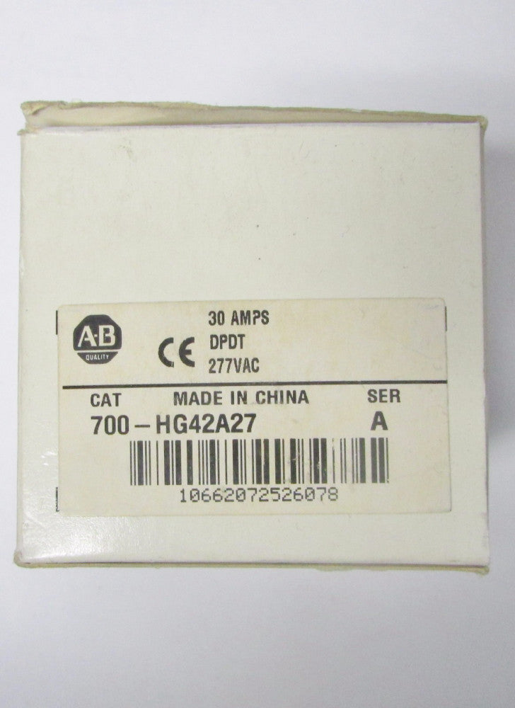 ALLEN BRADLEY Series A DPDT Relay 30 Amp 277VAC 700 HG42A27