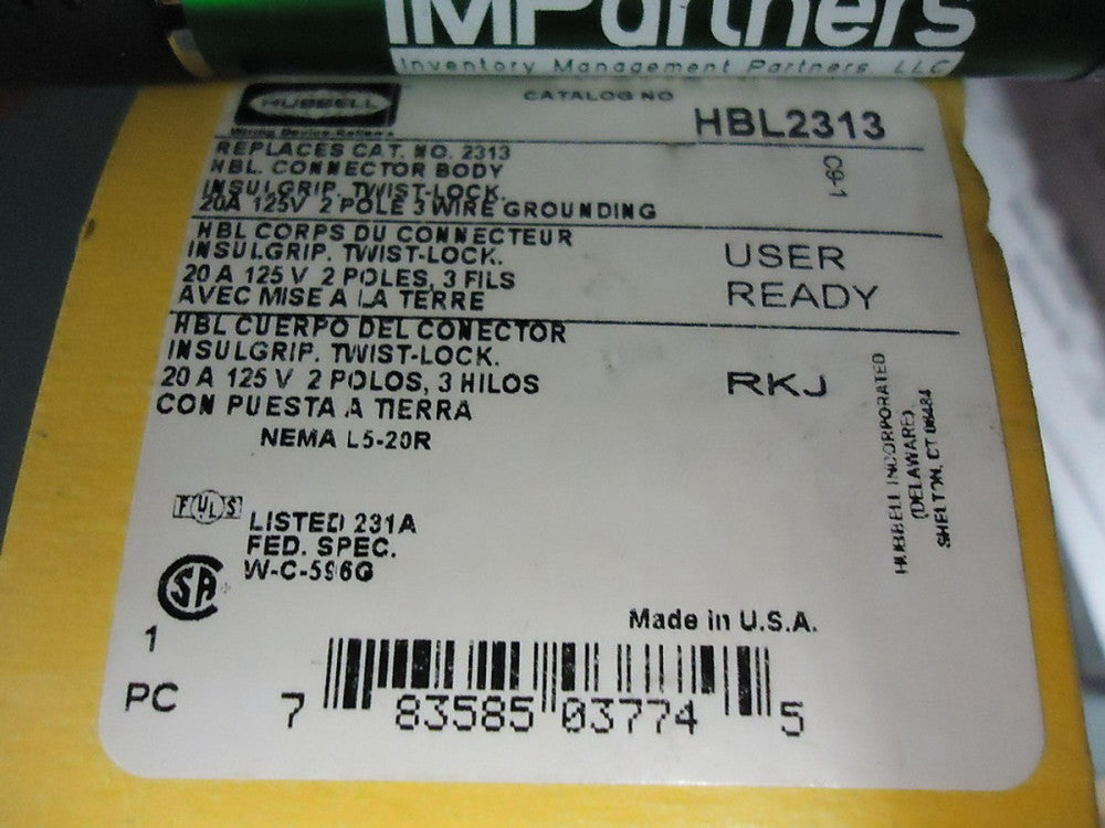Hubbell HBL2313 Connector Body 20A 125VAC. Brand New!