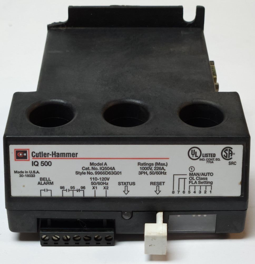 EATON CUTLER HAMMER IQ504A 120 VAC Size 4 IQ500 Modular Overload Relay 9966D63G0