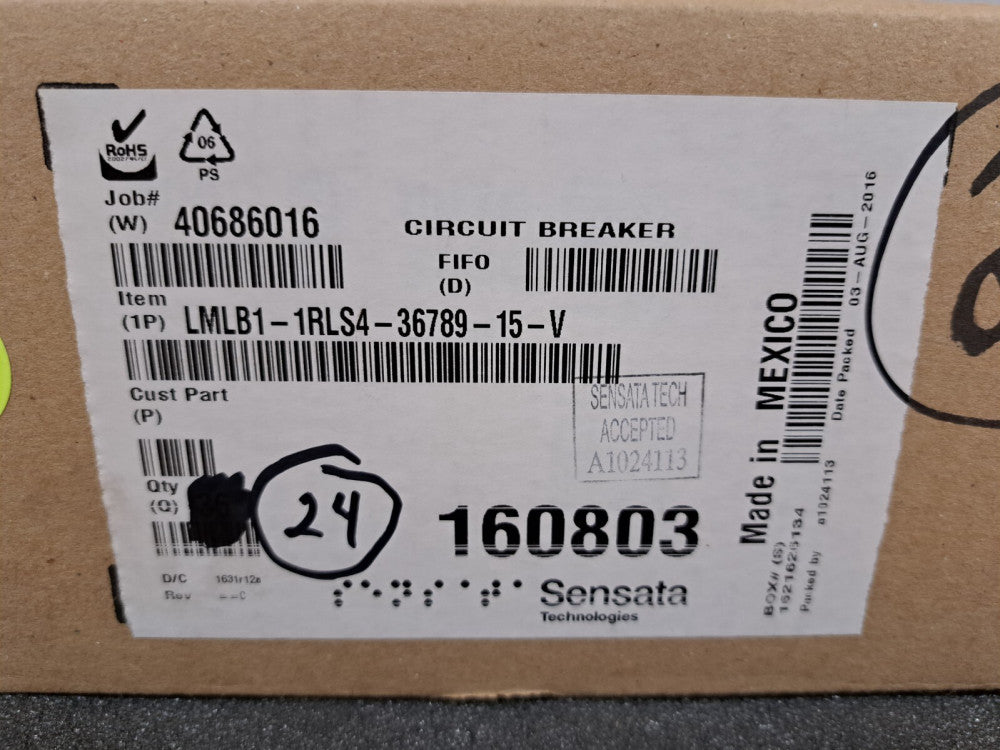 New, Sensata, LMLB1-1RLS4-36789-15-V, 15AMP, 80V, AM, BULLET TYPE, MIDTRIP