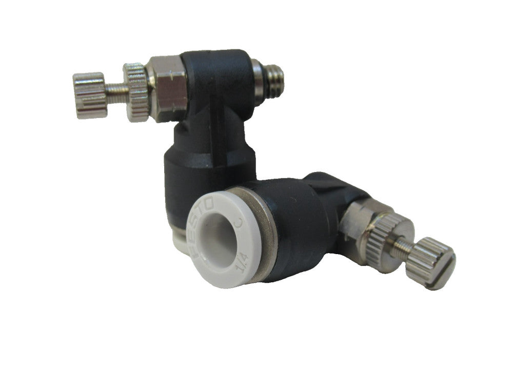 Festo 1/4 C , 1/4 , 1/4" Push-In Flow Control Valve (New - Lot of 2)