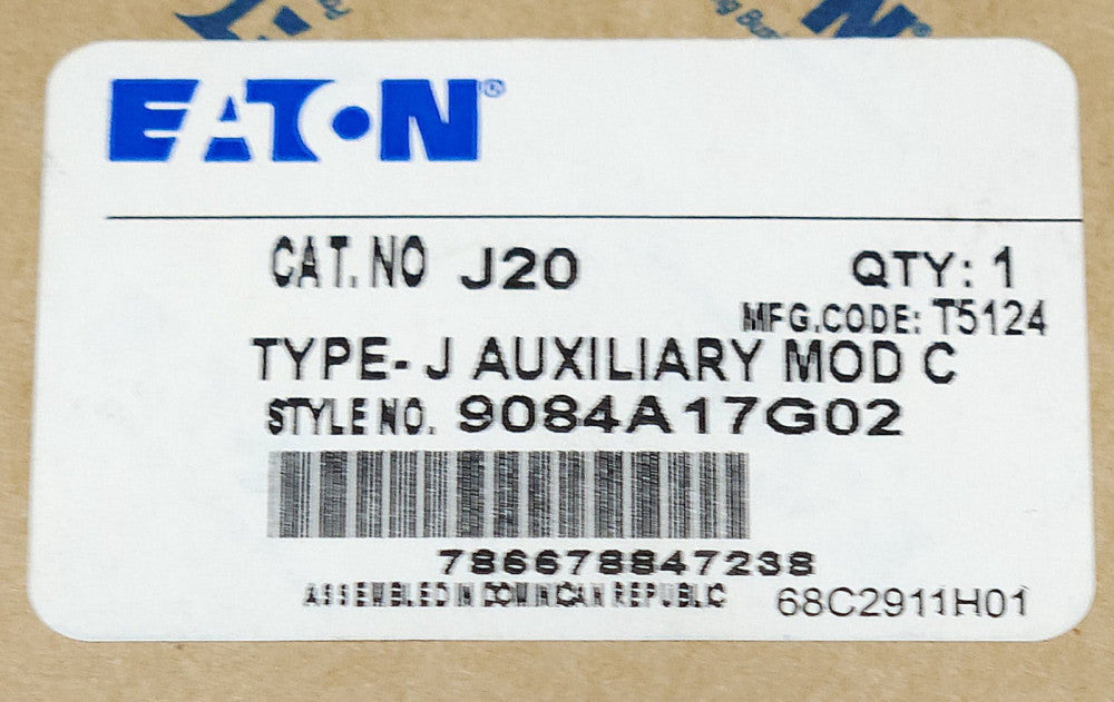 EATON CUTLER HAMMER J20 Type J A200 V200 Auxiliary Contact 2 NO 9084A17G02
