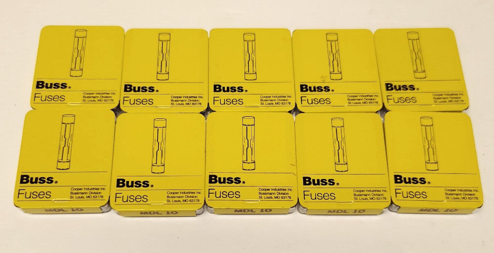 LOT OF 50 BUSS BUSSMANN MDL-10 BUSS 10 AMP MDL 10 Fuse