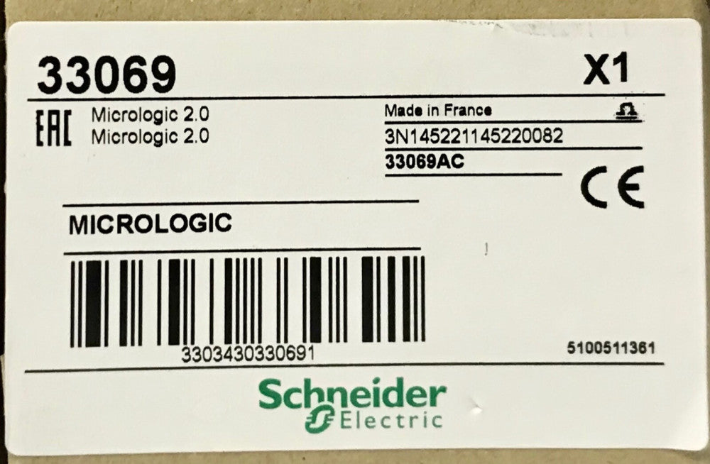SCHNEIDER ELECTRIC 33069 Micrologic 2.0 TRIP Unit 33069AC 3N14522