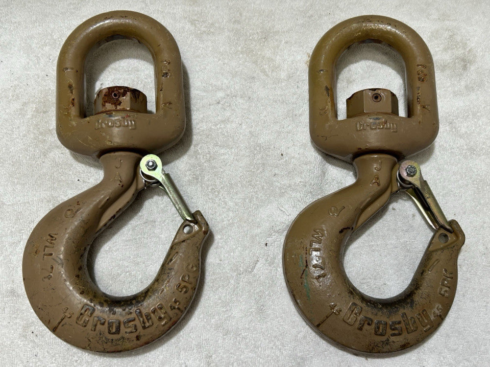 Crosby WLL 7T. 7 Ton Alloy Swivel Eye Hook W/Latch. Lot Of 2
