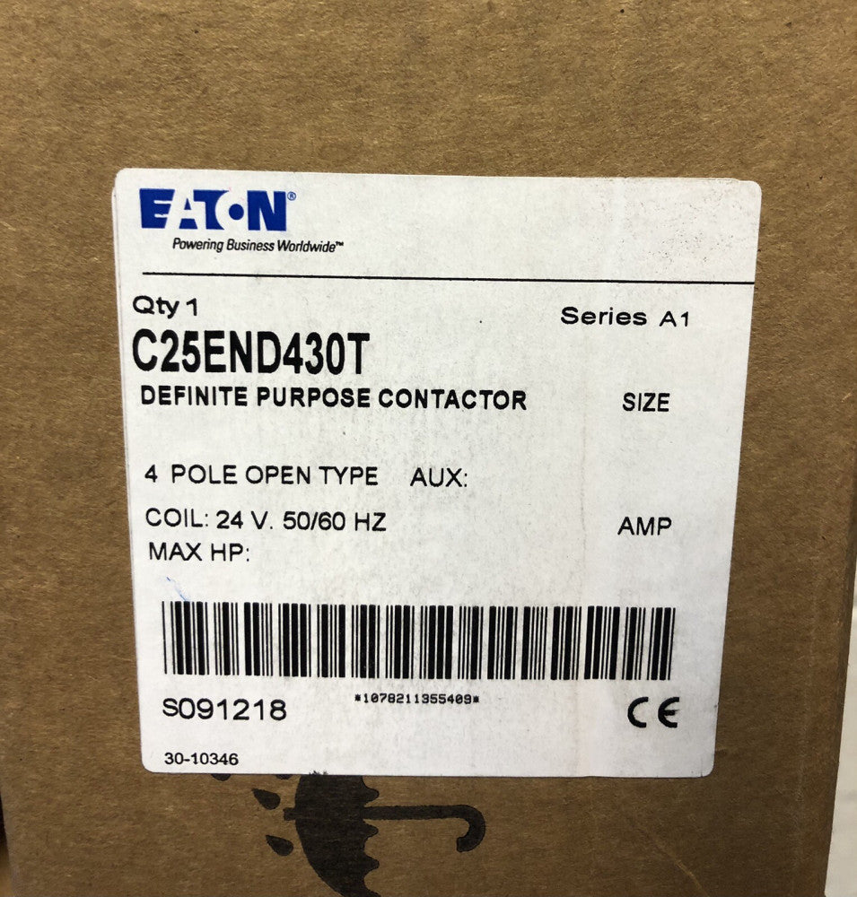 EATON CH C25END430T 4 Pole 30 Amp 24 V DEFINITE PURPOSE Contactor C25END430