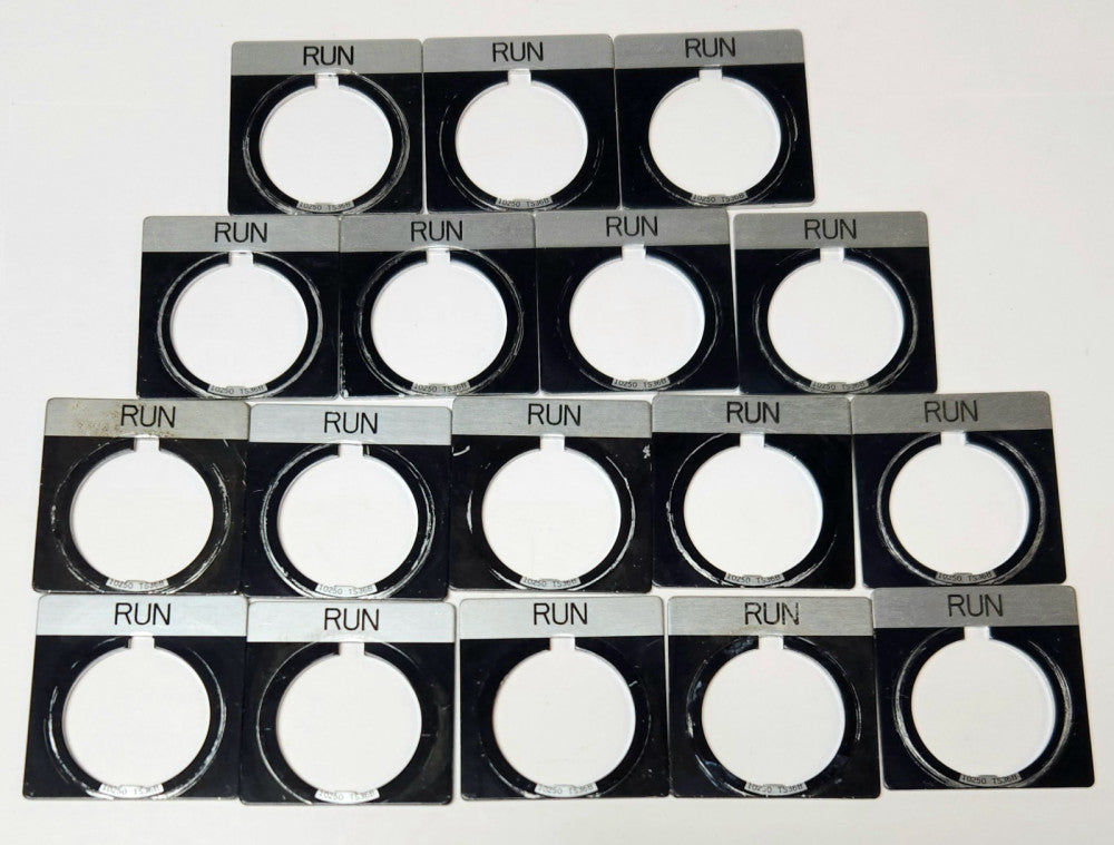 LOT OF 17 EATON CUTLER HAMMER 10250TS31 BLACK RUN Push Button Legend Plate