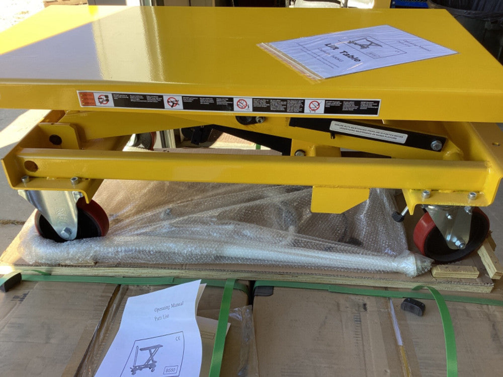 BS-50 Mobile Hydraulic Scissor Lift Table, 39" x 20" Platform, 1100 Lb. Cap.